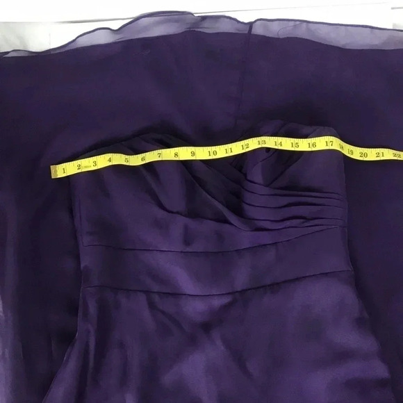 Purple eggplant strapless long bridesmaid dress 14 - Picture 12 of 17